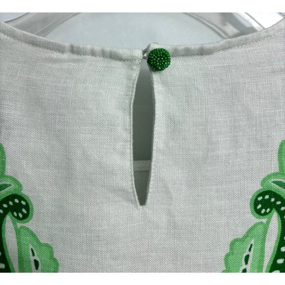 Farm Rio Green Color Festival Euroflax Linen Blouse Crop Top Size S - Picture 10 of 13